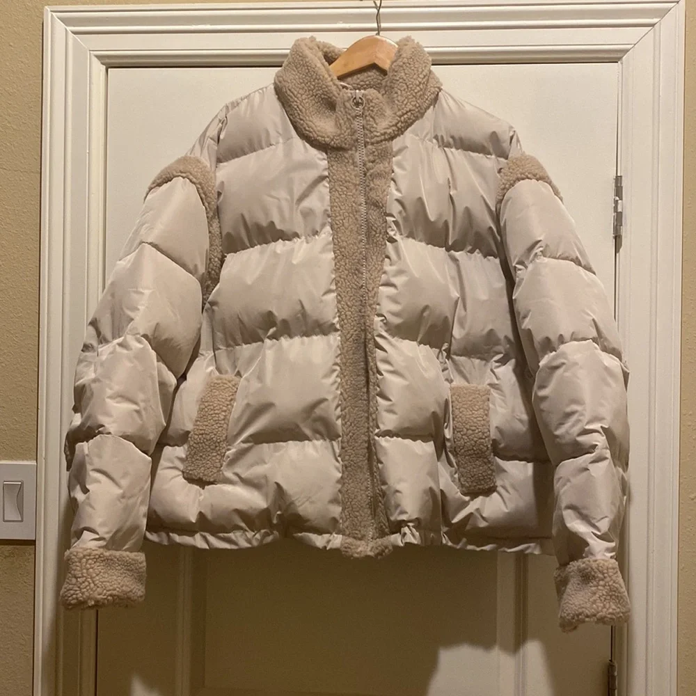 ASOS DESIGN Curve sherpa paneled puffer jacket - Picture 5 of 9